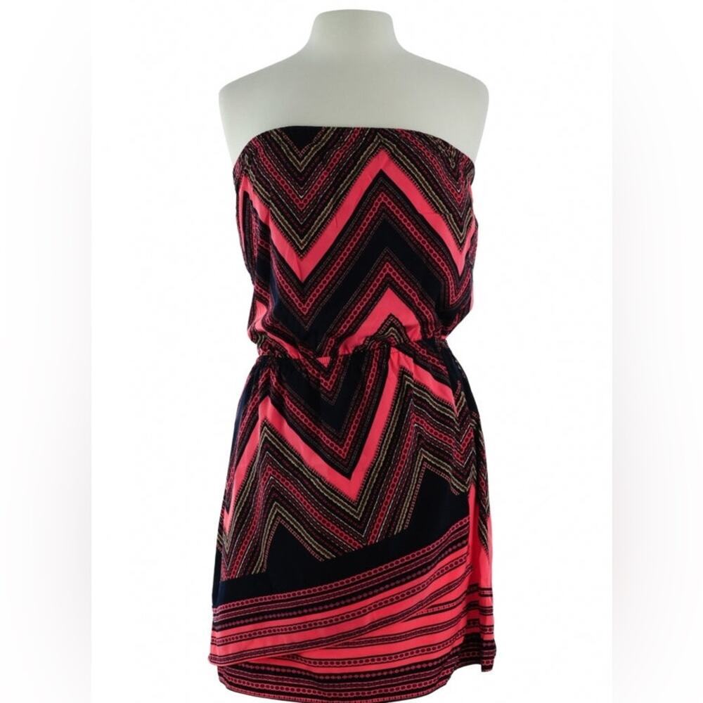 Express, Women's Pink And Black Chevron Tube Mini Dress Size Small like new